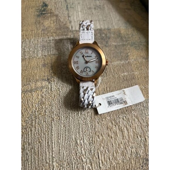 NWT Tommy Bahama 10018368 Waikiki MOP Dial White & Gold Leather Strap Watch - Picture 2 of 9